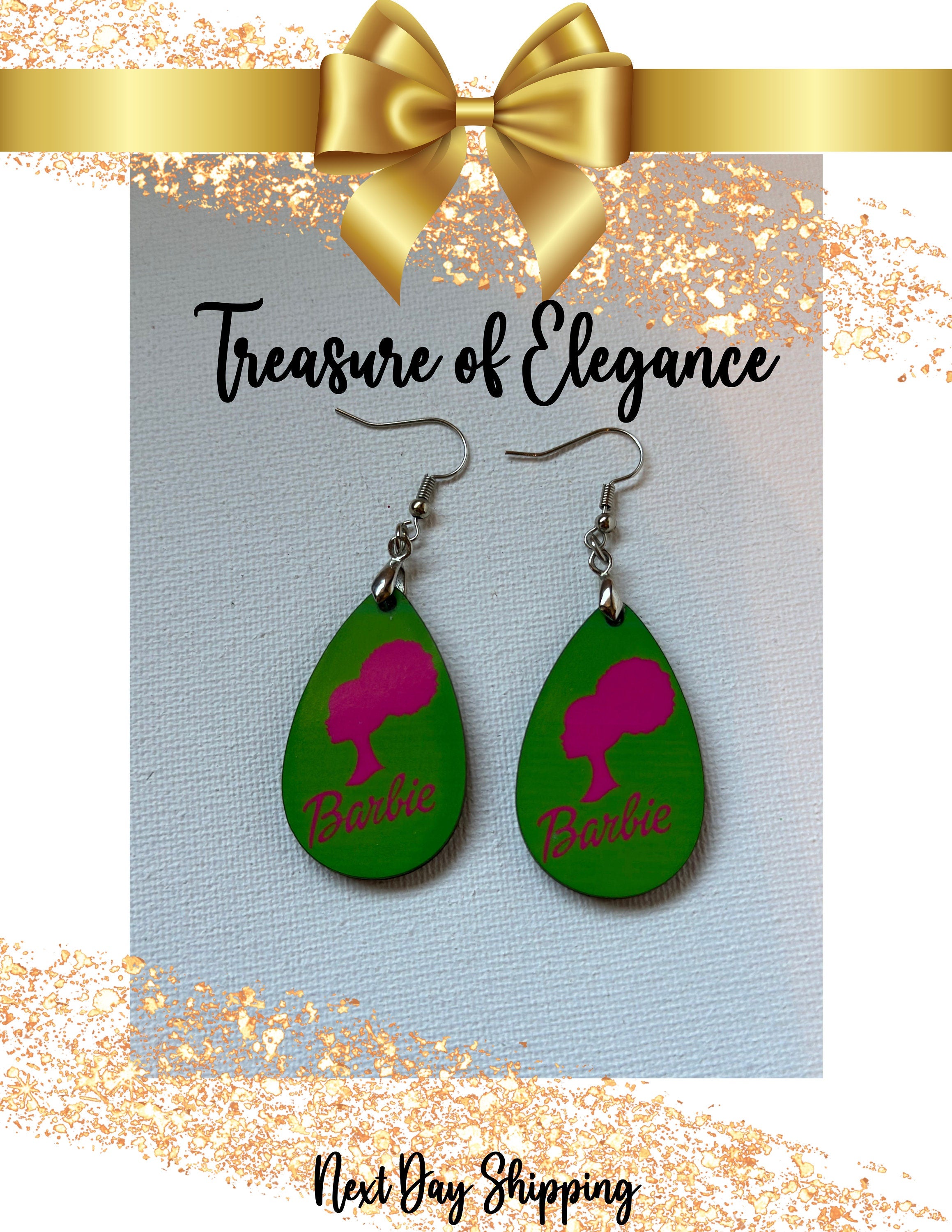 Fashion Earrings Pink and Green Afro Head