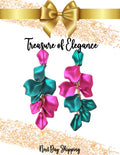 Pink  Fuchsia and Green Dangle Earrings