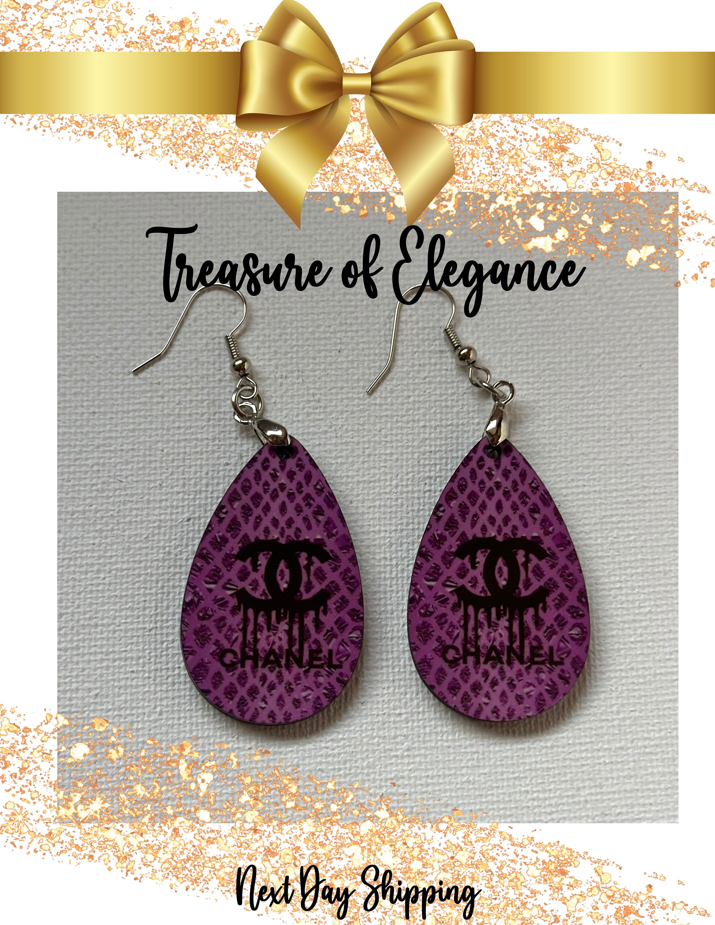 Fashion Earrings pink and black snake skin