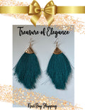 Teal Green Tassel Drop Earrings