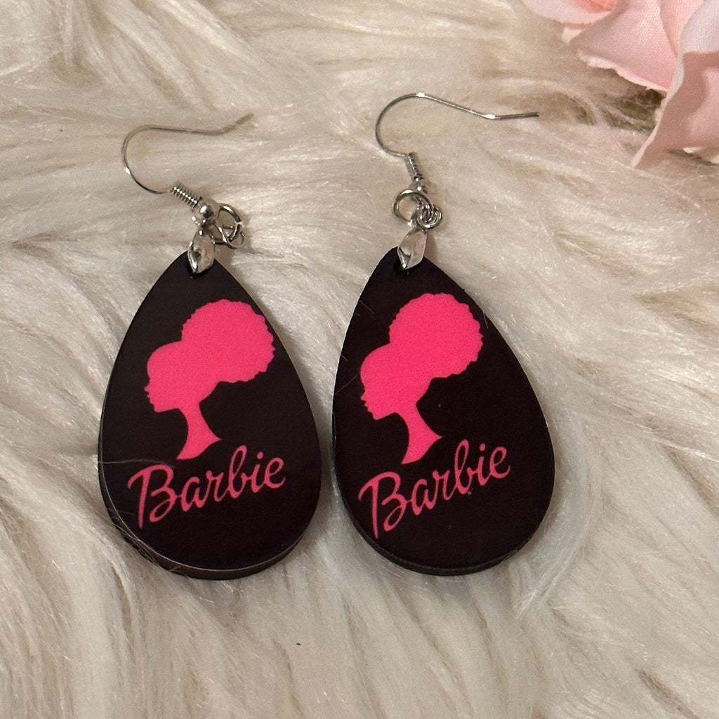 Fashion Earrings Pink and Black Afro Head