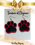 Red and Black Paw Print Earrings