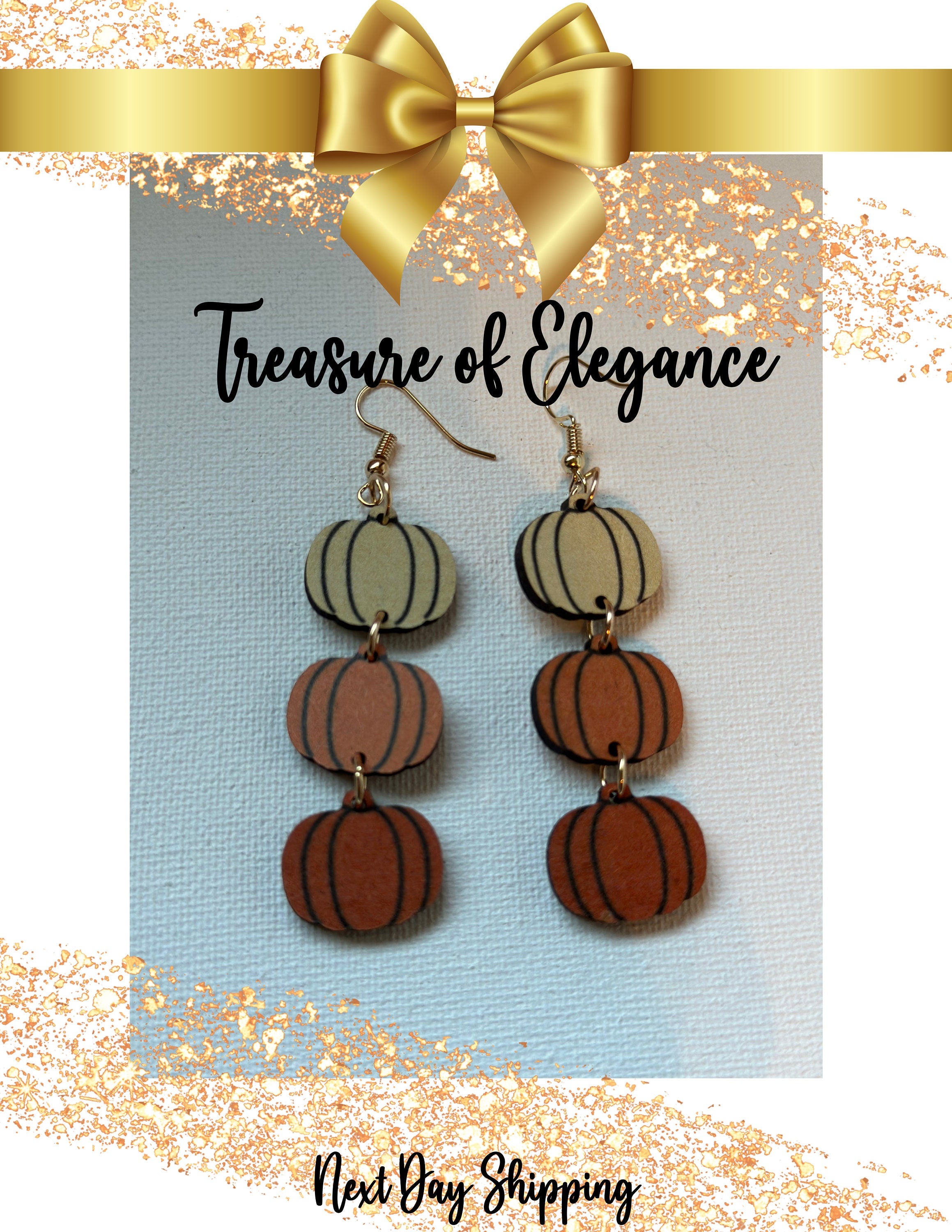 Wooden Pumpkin Earrings