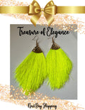 Lime Green Tassel Drop Earrings