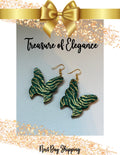Teal and Gold Butterfly Shaped Earrings