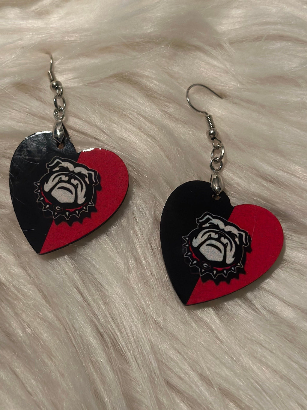 Game Day Heart Shaped Bulldog Earrings