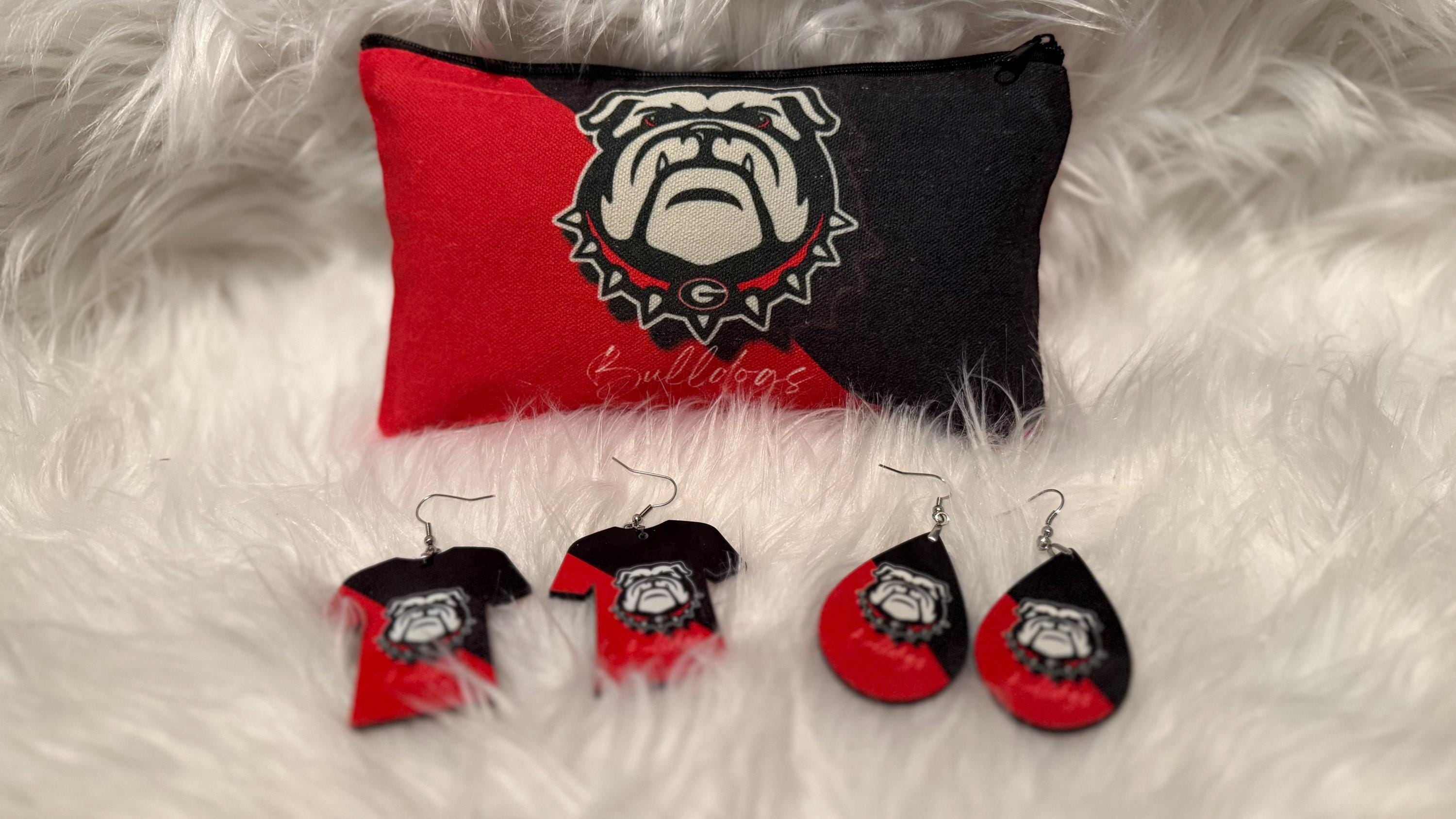 Georgia Makeup Pouch and Earrings 3pc Set