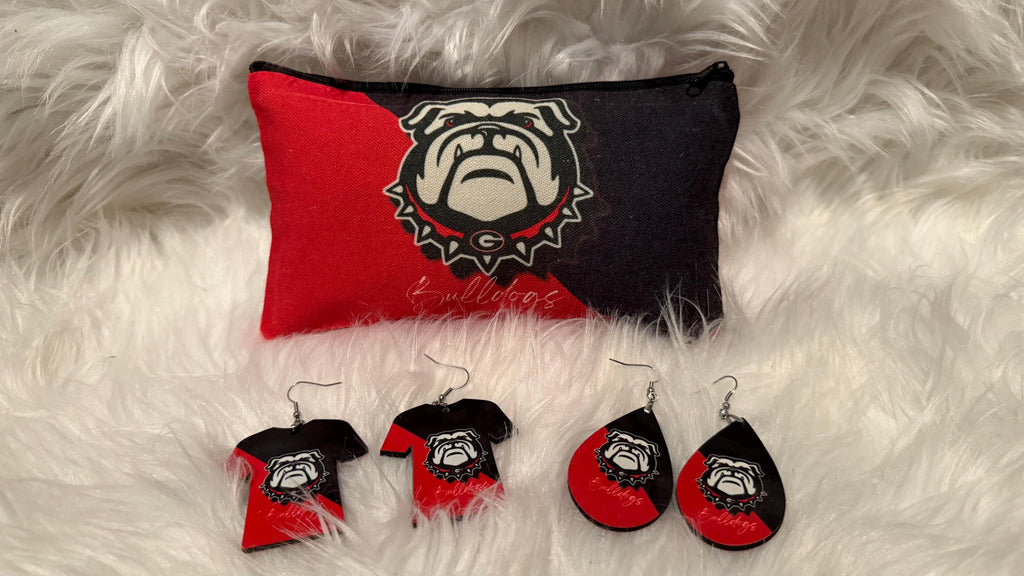 Georgia Makeup Pouch and Earrings 3pc Set