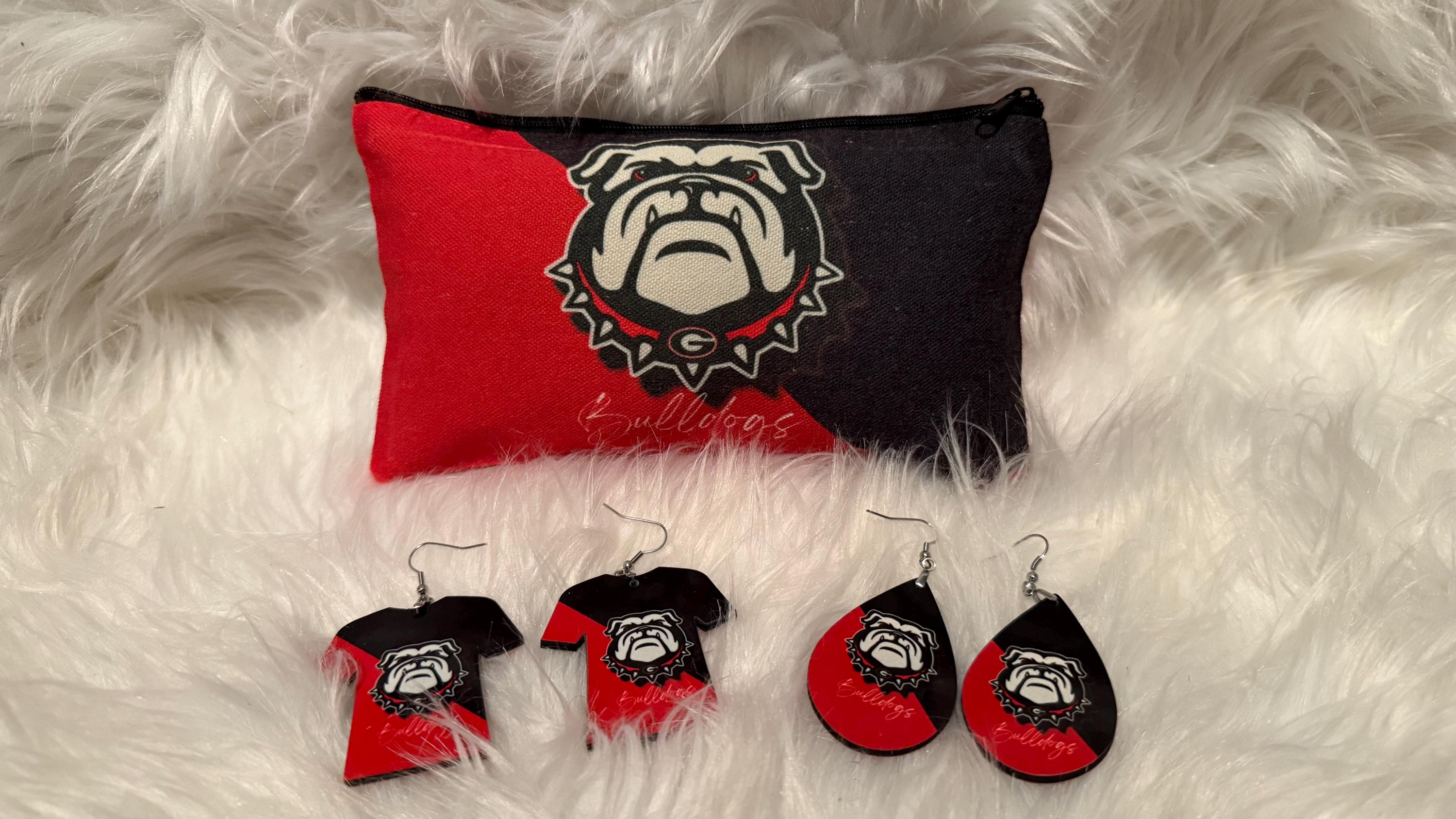 Georgia Makeup Pouch and Earrings 3pc Set