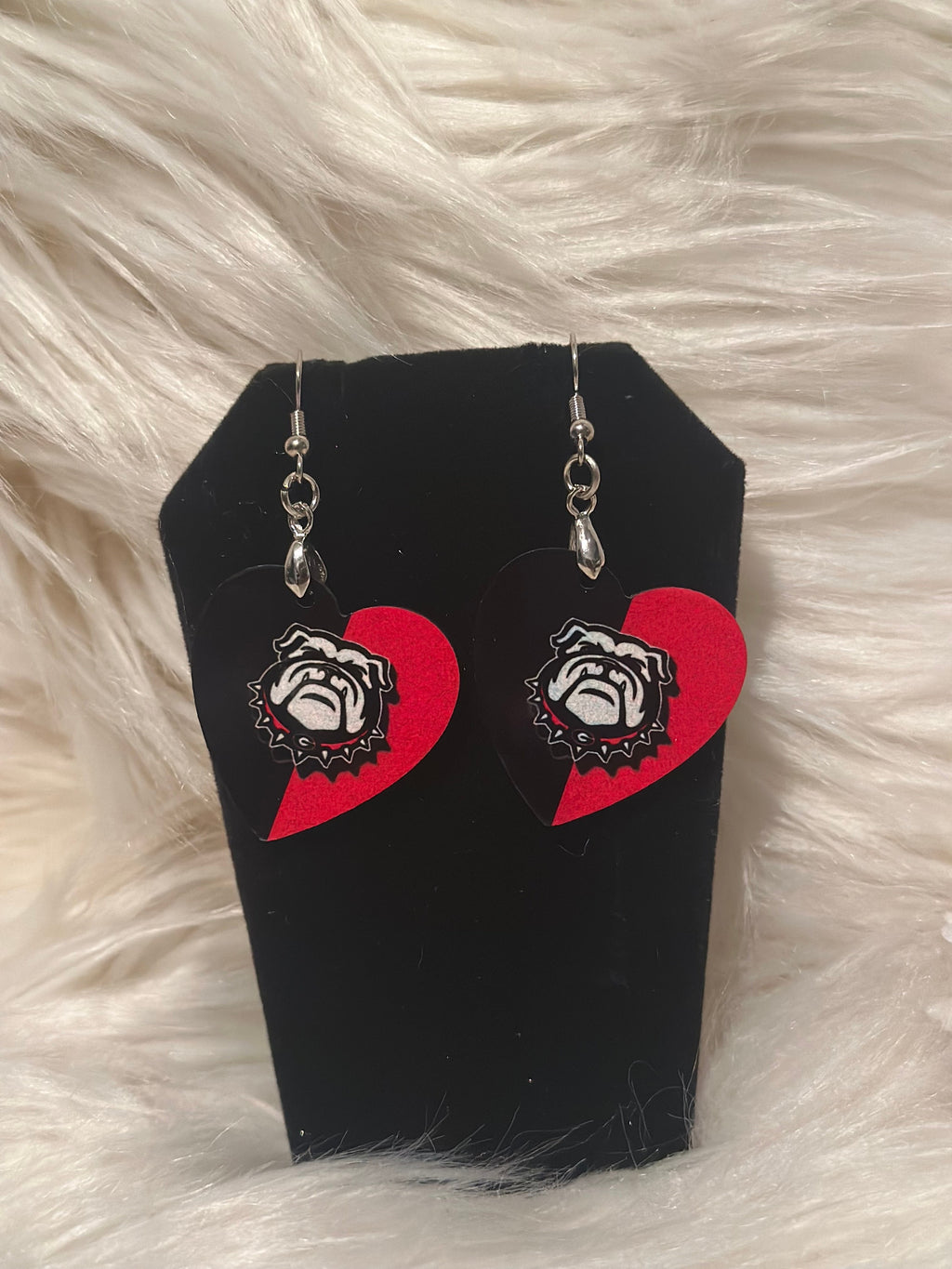Game Day Heart Shaped Bulldog Earrings