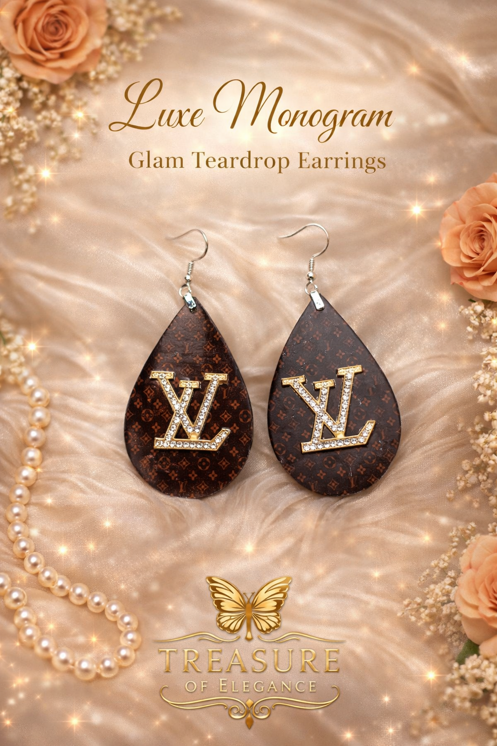 Luxe Monogram Glam Teardrop Earrings