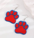 Red and Blue Paw Print Earrings