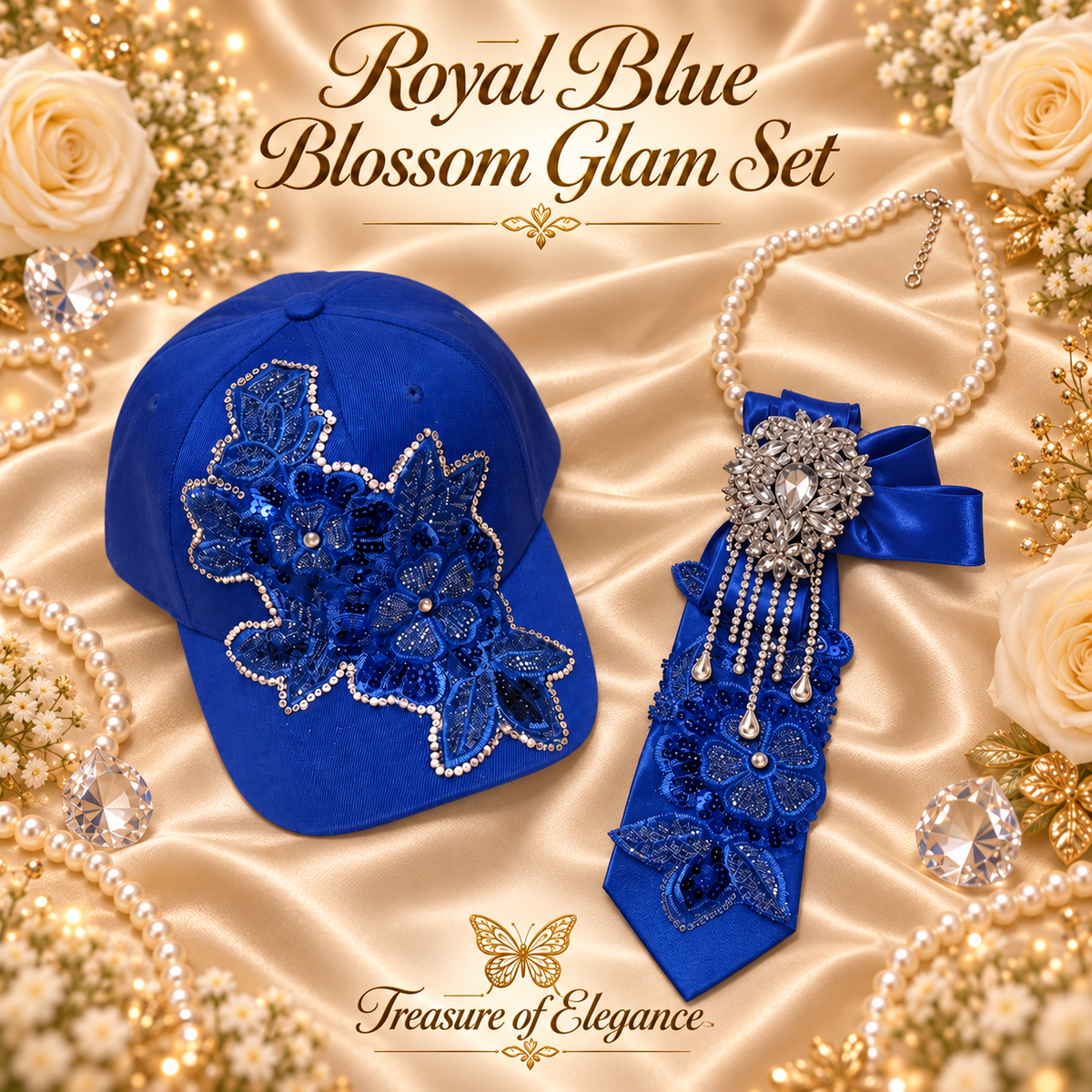 Royal Blue Blossom Glam Set