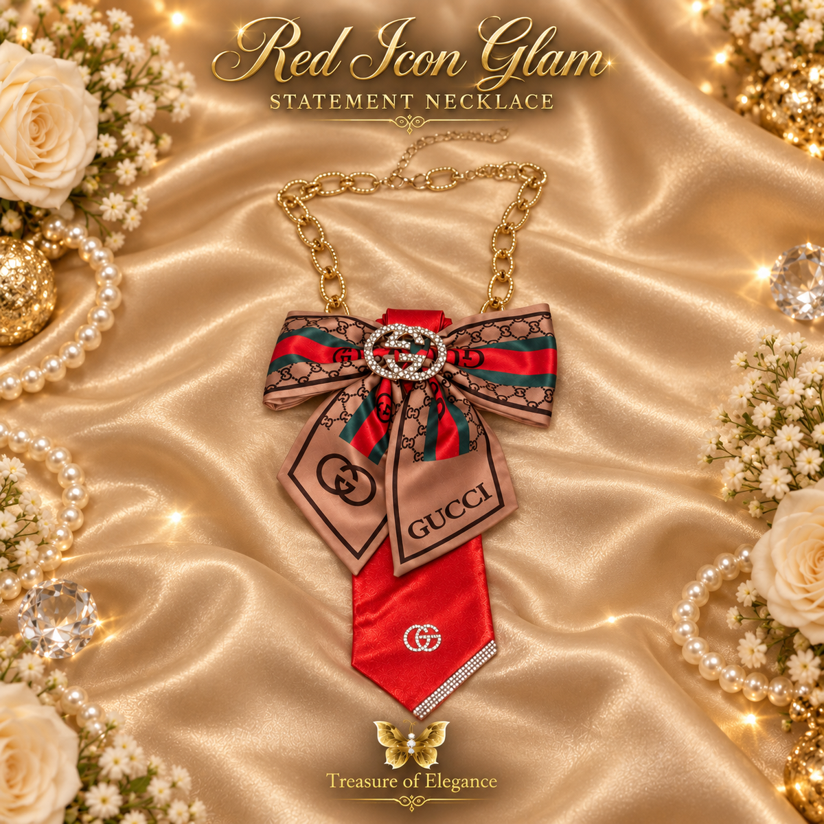 Red Icon Glam Statement Necklace