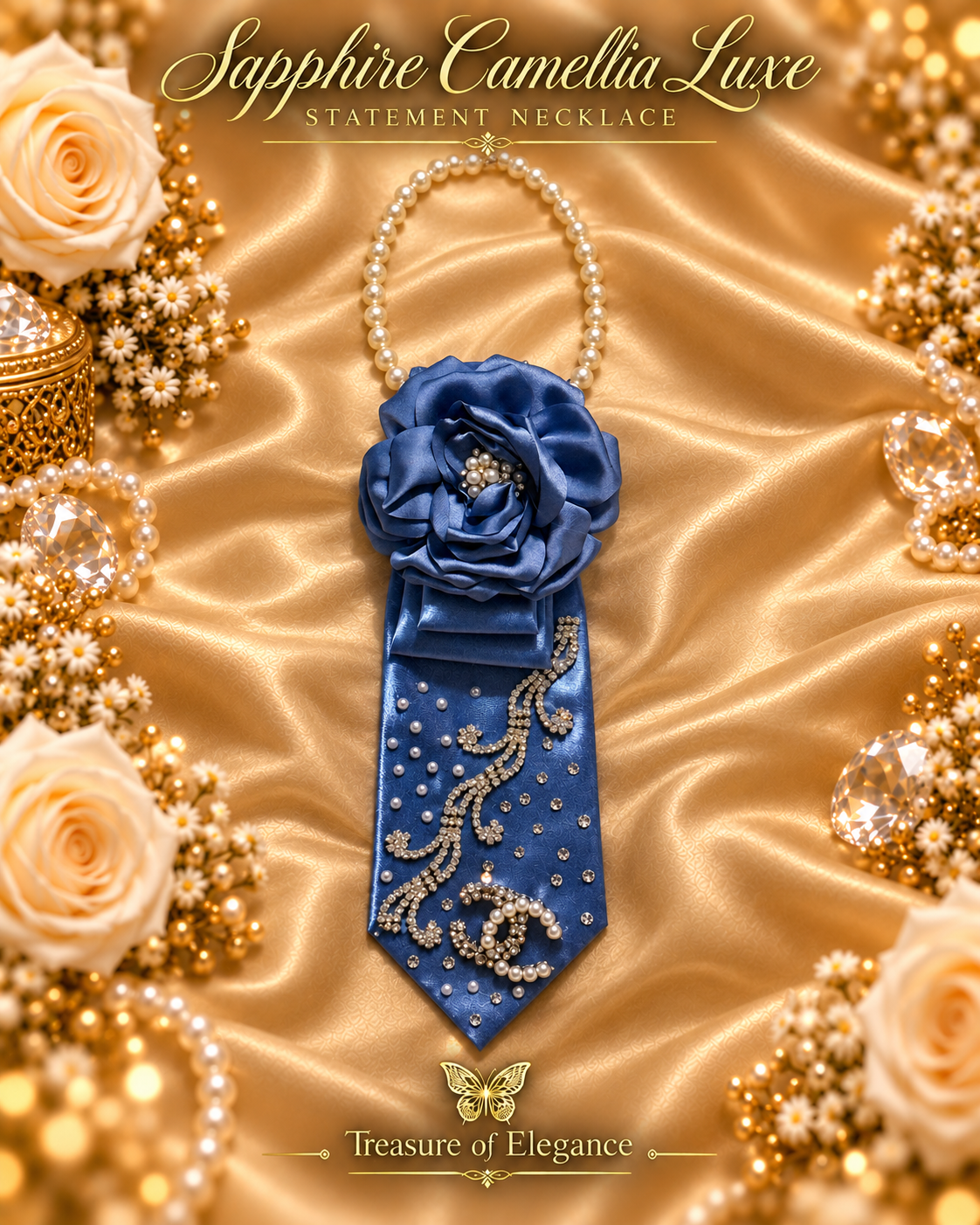 Sapphire Camellia Luxe Statement Necklace