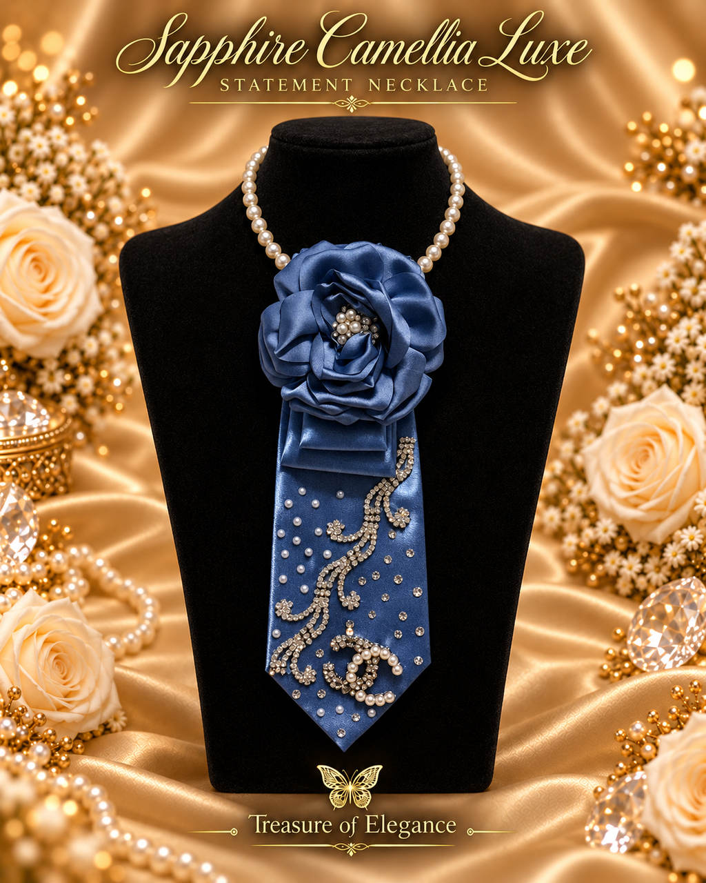 Sapphire Camellia Luxe Statement Necklace