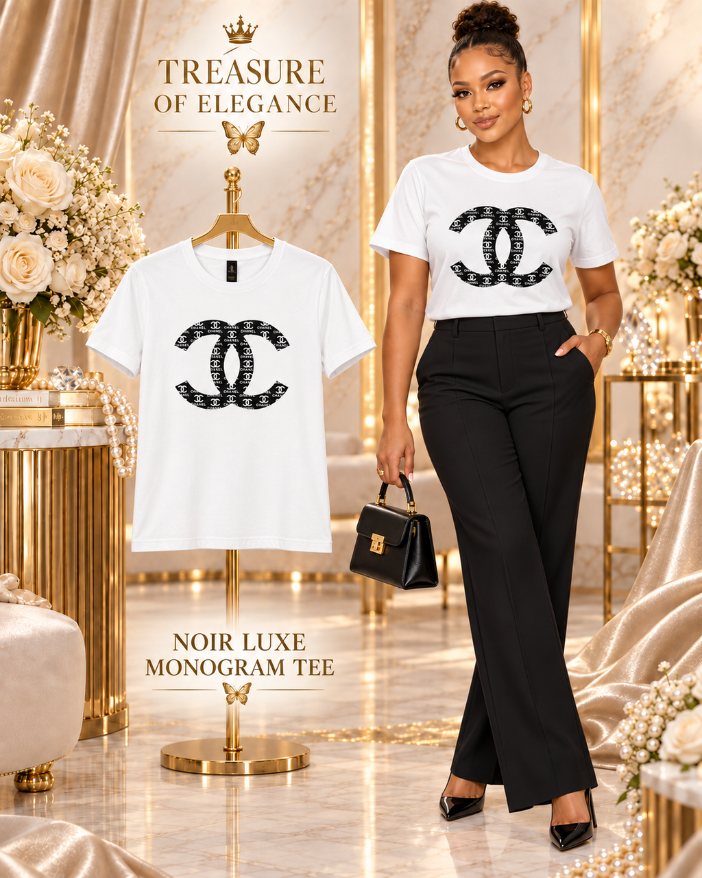 Noir Luxe Monogram Tee