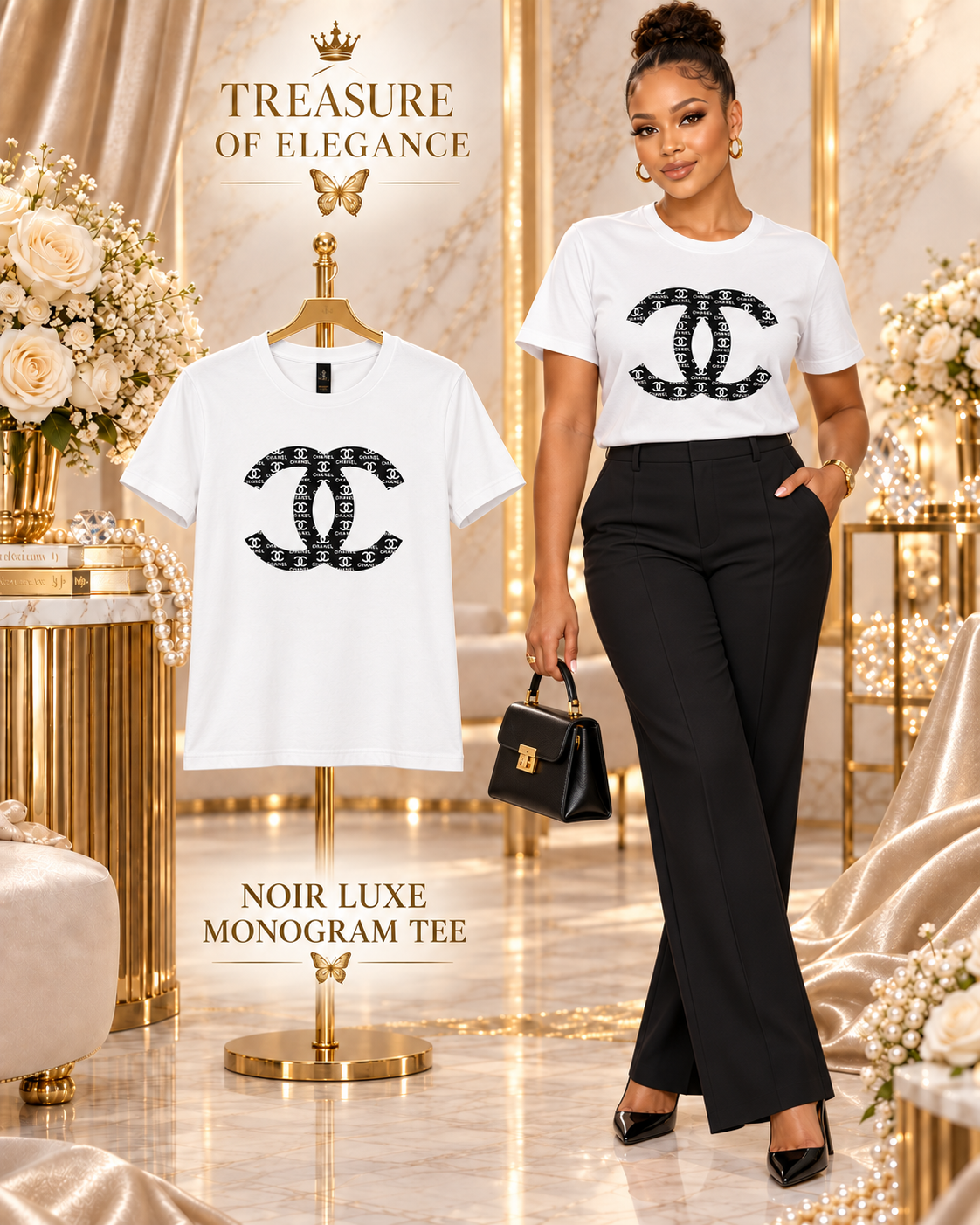 Noir Luxe Monogram Tee