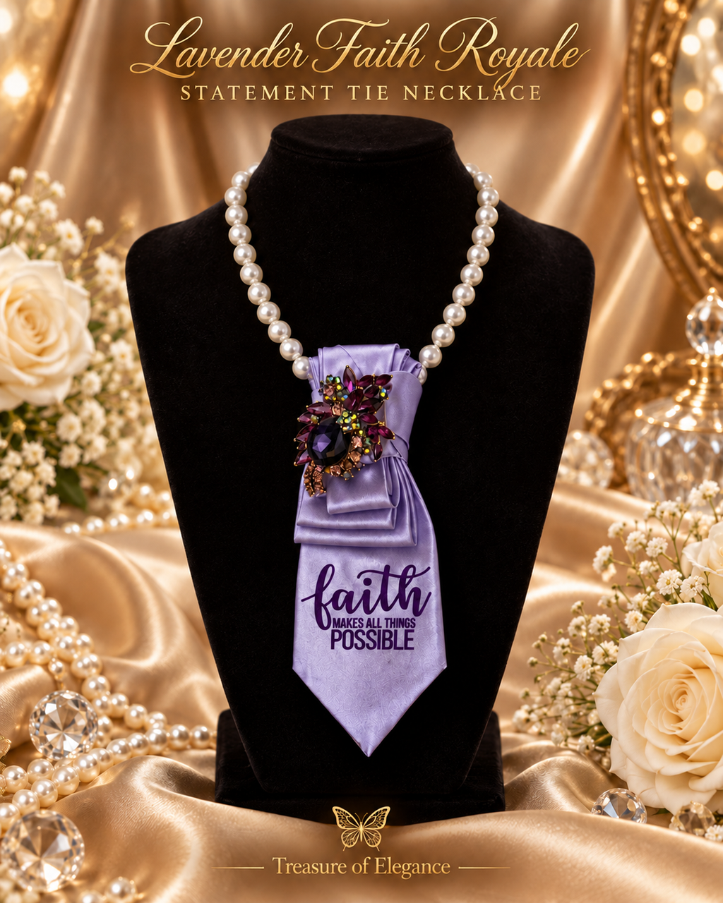 Lavender Faith Royale Statement Tie Necklace