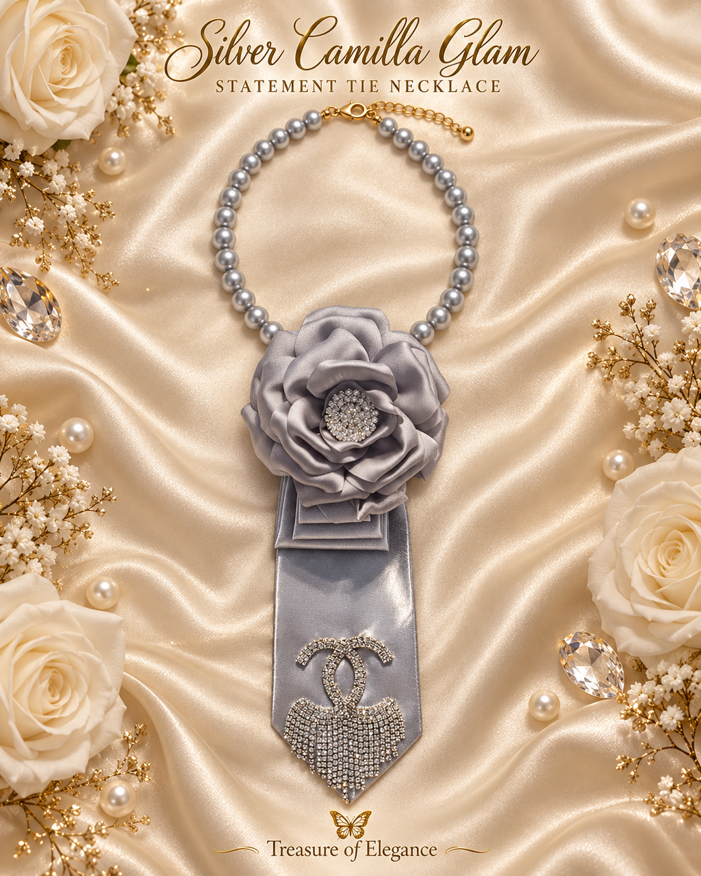 Silver Camilla Glam Statement Tie
