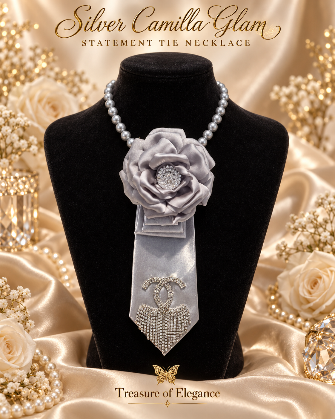 Silver Camilla Glam Statement Tie
