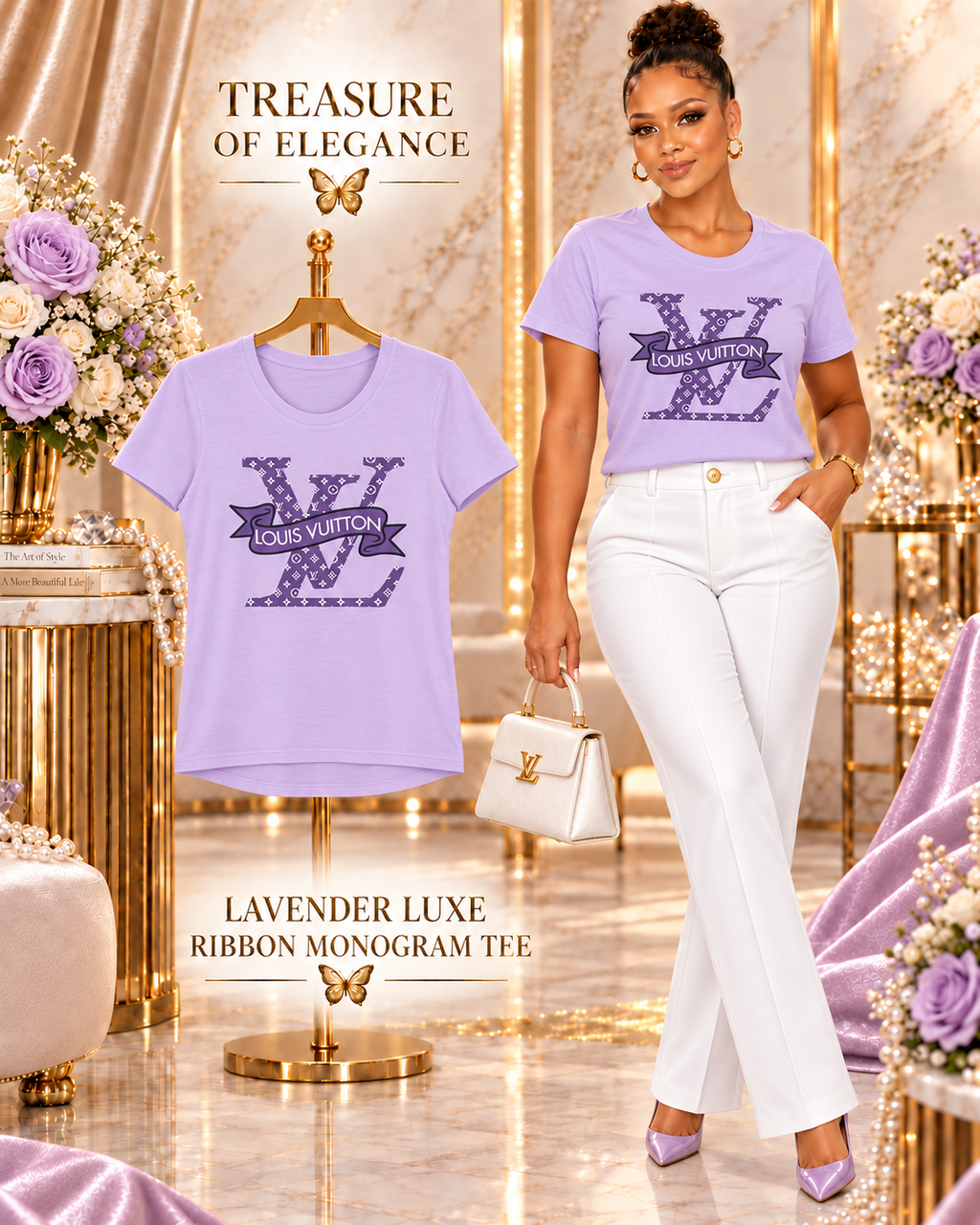 Lavender Luxe Ribbon Monogram Tee