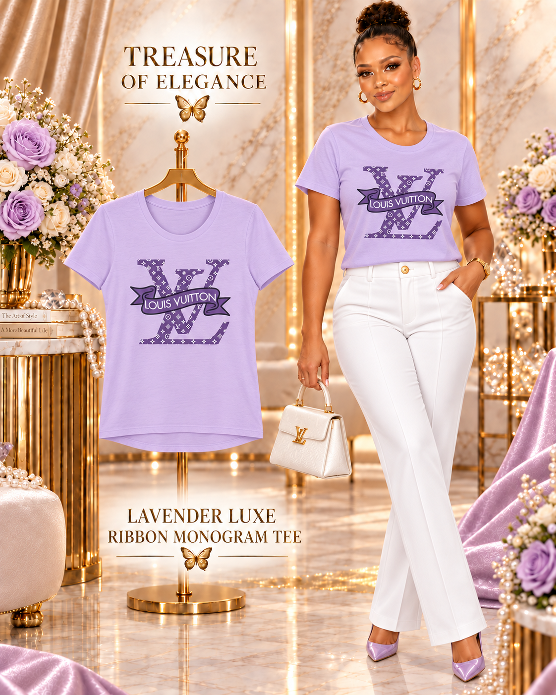 Lavender Luxe Ribbon Monogram Tee