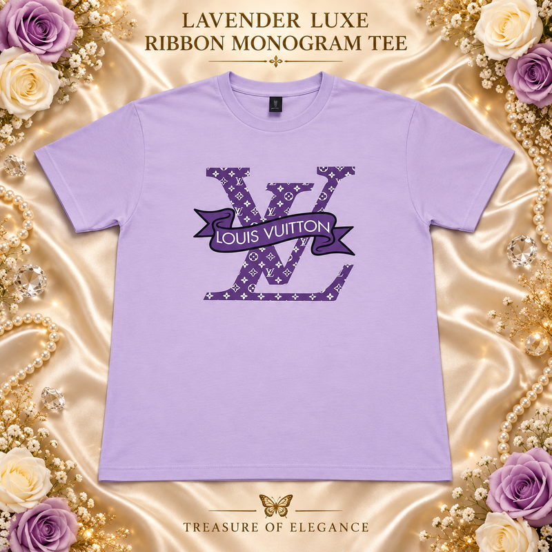 Lavender Luxe Ribbon Monogram Tee