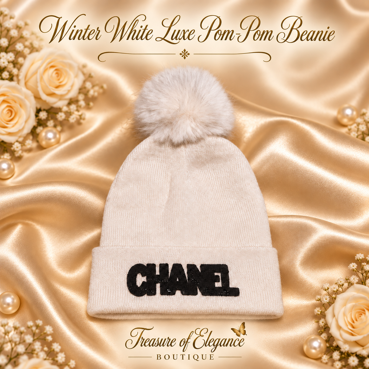 Winter White Luxe Pom-Pom Beanie