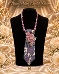 Blush Paisley Crystal Bloom Statement Tie Necklace