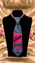 Survivor Strength Denim Glam Statement Necklace