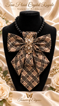 Tan Plaid Crystal Royale Statement Necklace