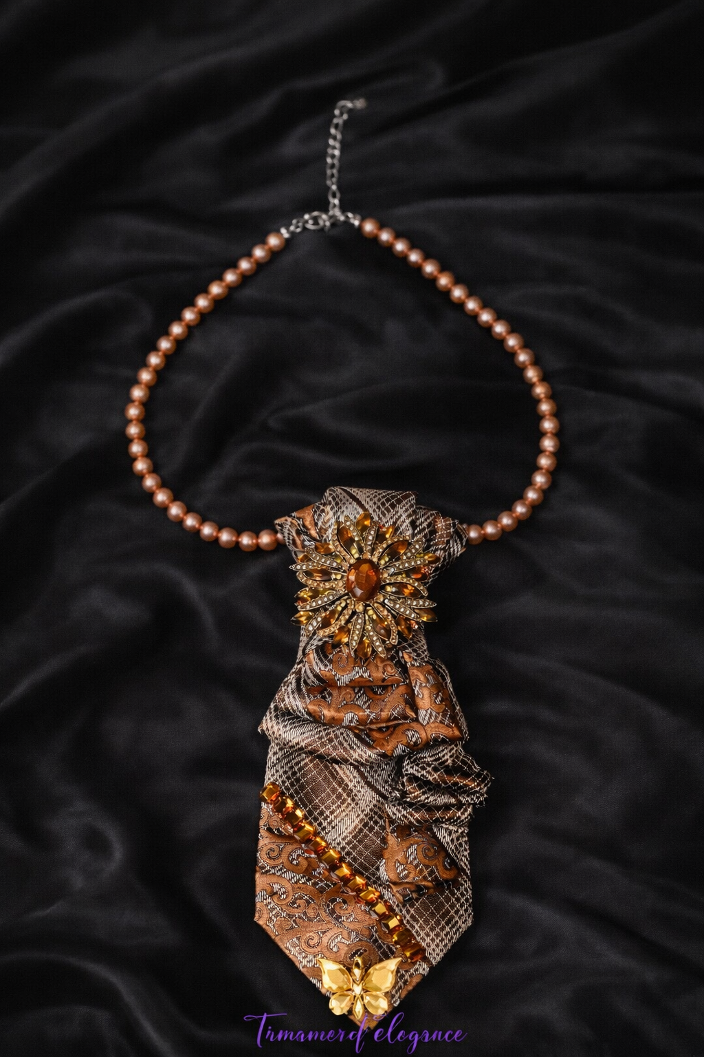 Golden Radiance Statement Tie Necklace