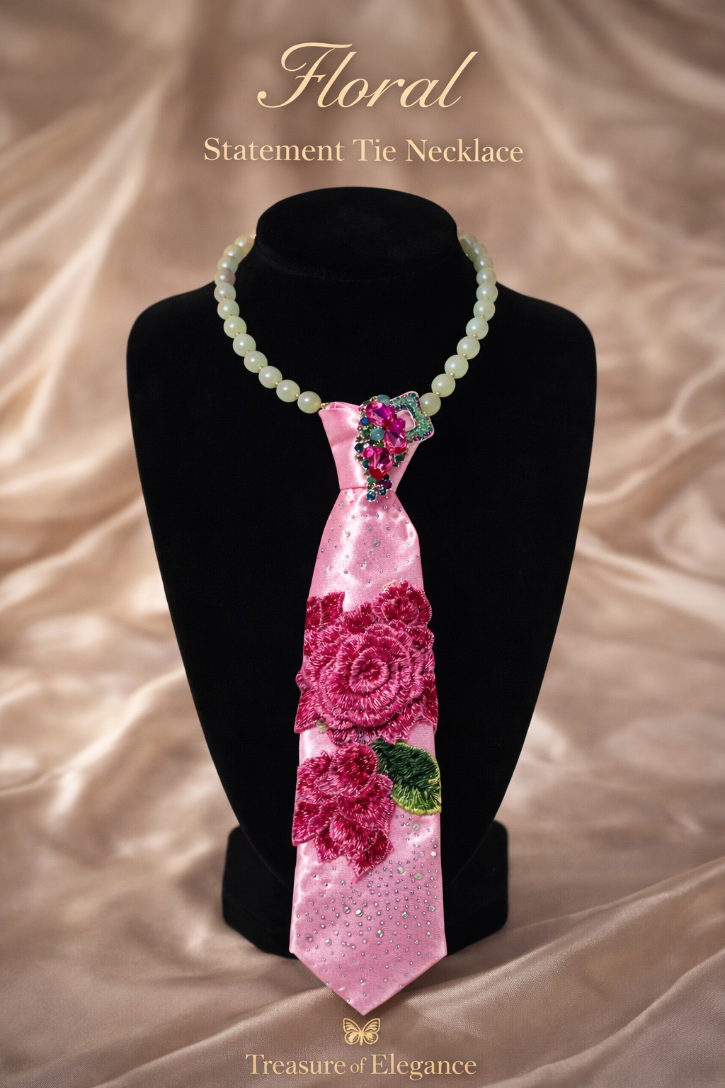 💎 Floral Statement Tie Necklace – Handcrafted Elegance 💎