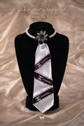 ✨ Elegant Satin Tie Statement Necklace — Rhinestone & Pearl Accent ✨