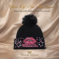💎 Glam Lip Embellished Pom Beanie
