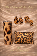Cheetah Print  Tumbler , Earrings and Makeup Pouch. 4pc Set