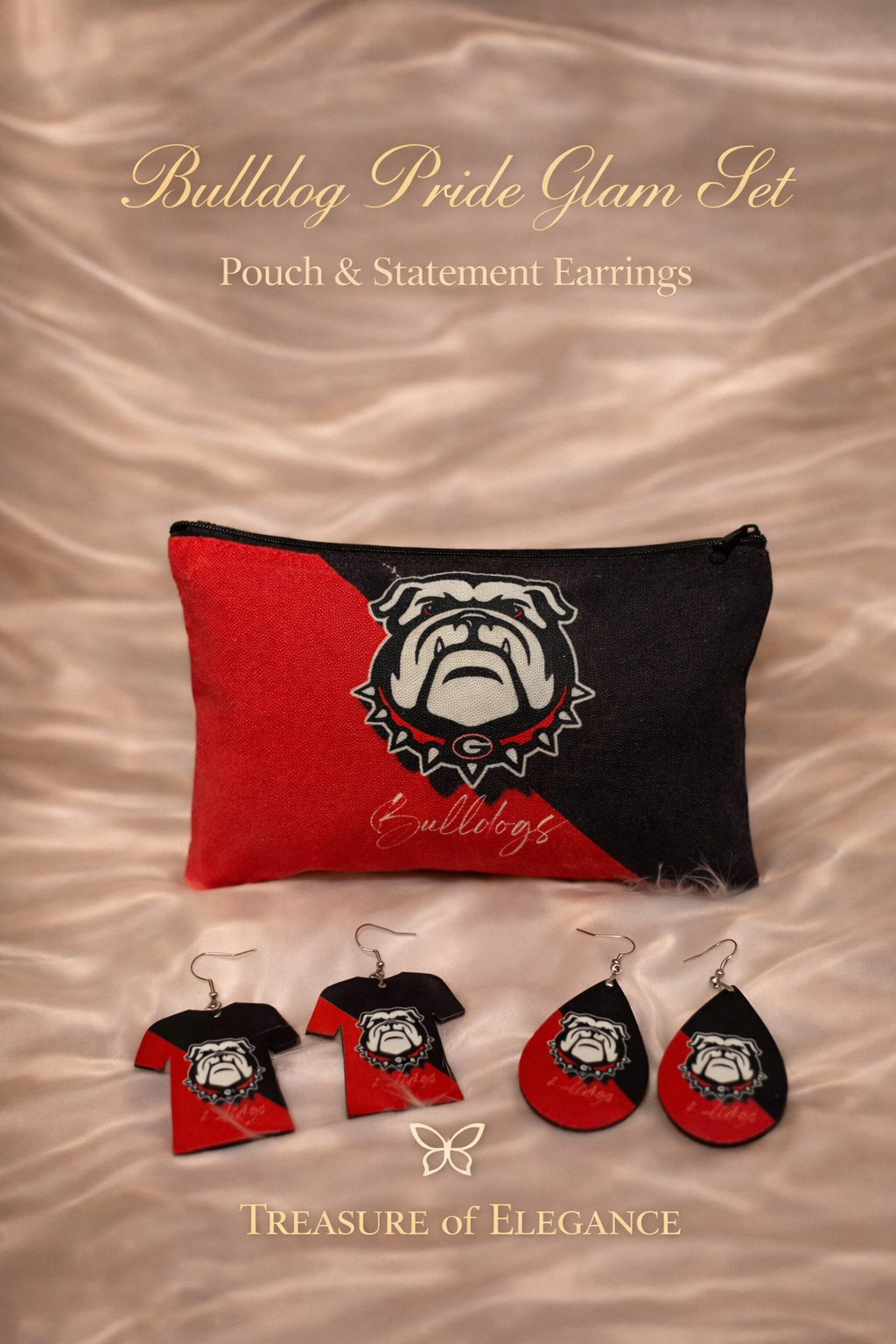 Georgia Makeup Pouch and Earrings 3pc Set