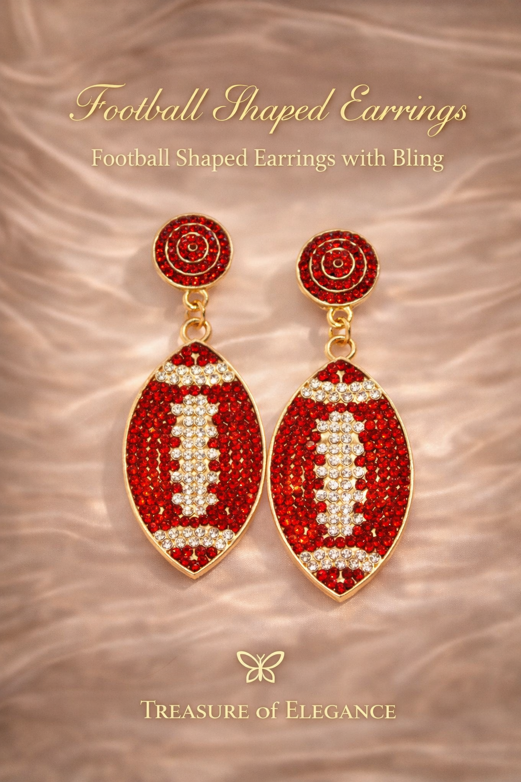 Football Shaped Earrings with Bling