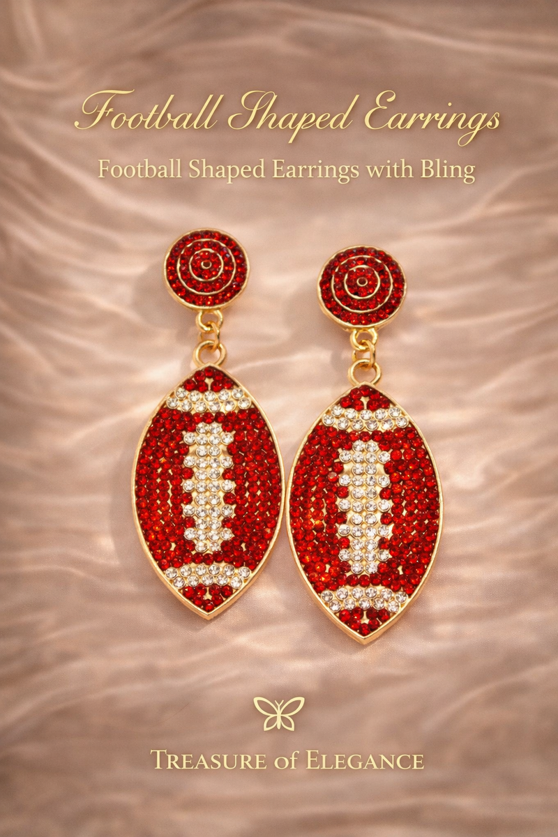 Football Shaped Earrings with Bling