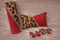 Cheetah and Red Tumbler , Earrings and Makeup Pouch. 4pc Set