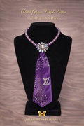 Ultra-Glam Purple Satin Crystal Tie Necklace
