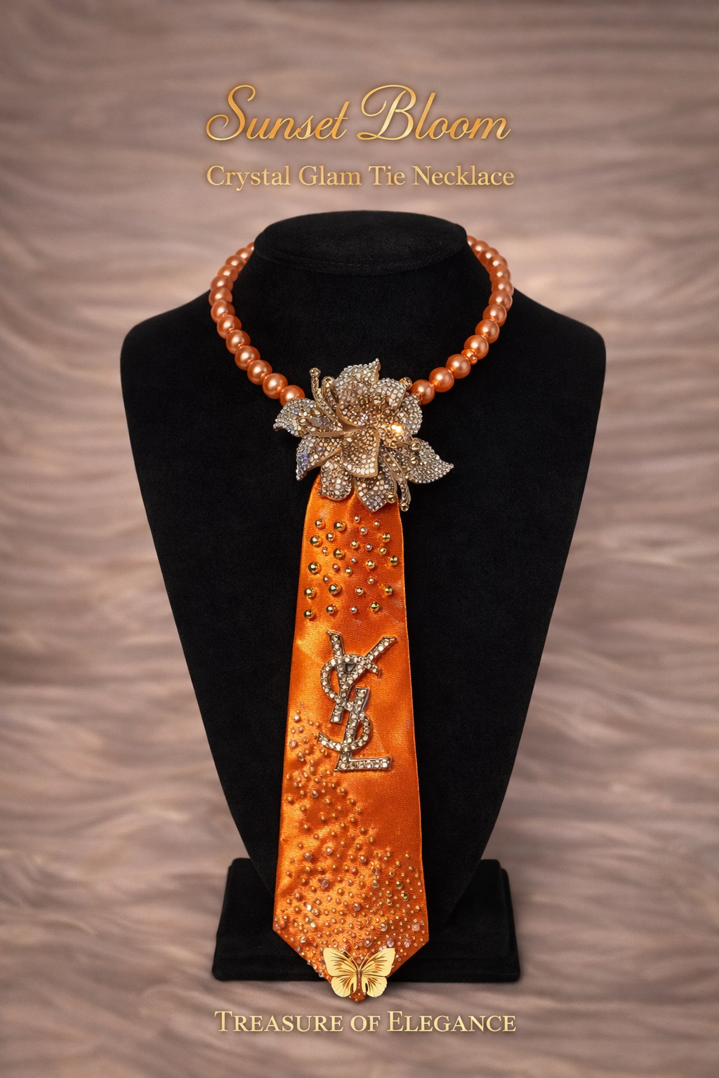 Sunset Bloom Crystal Glam Statement Necklace