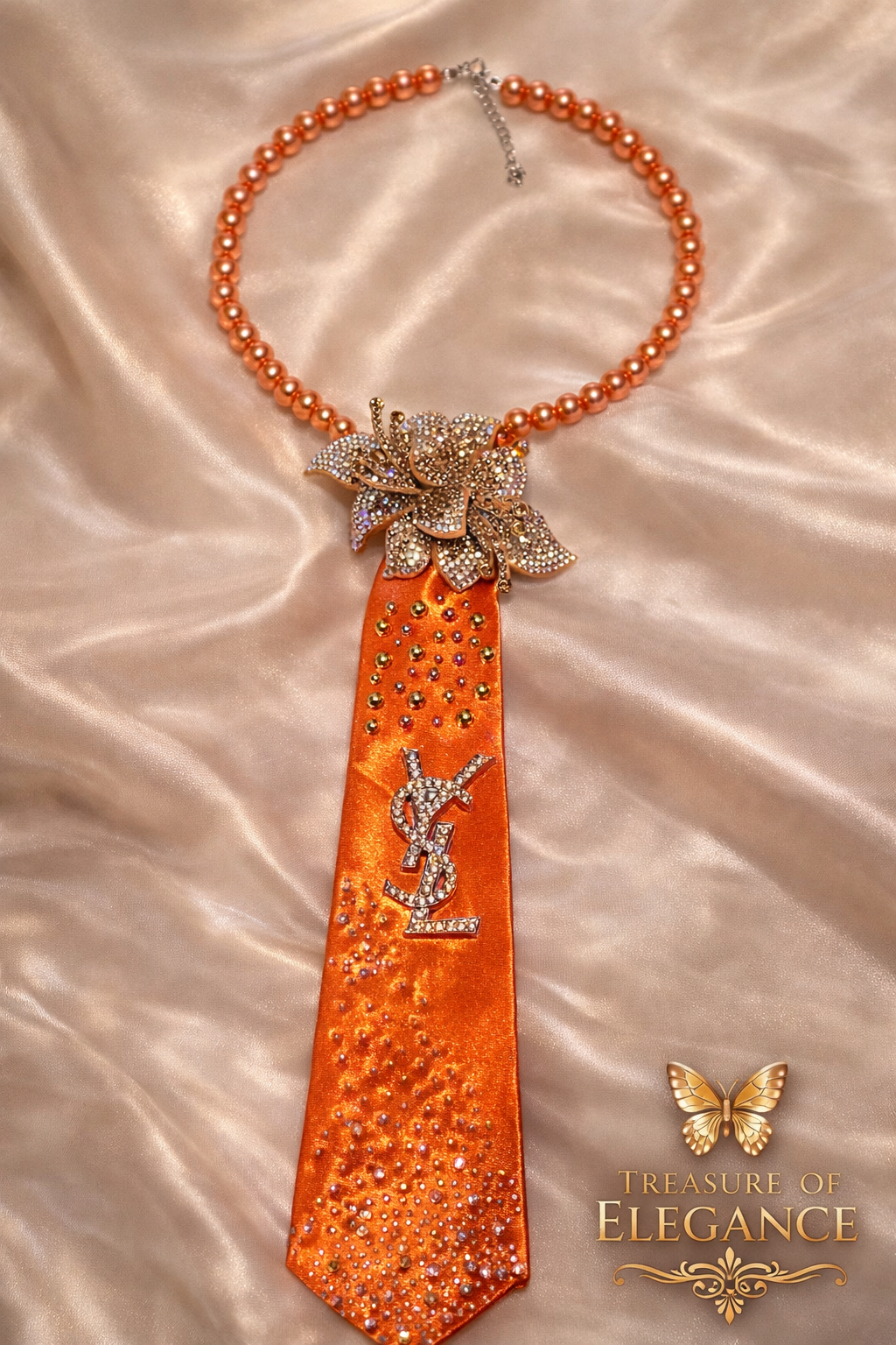 Sunset Bloom Crystal Glam Statement Necklace