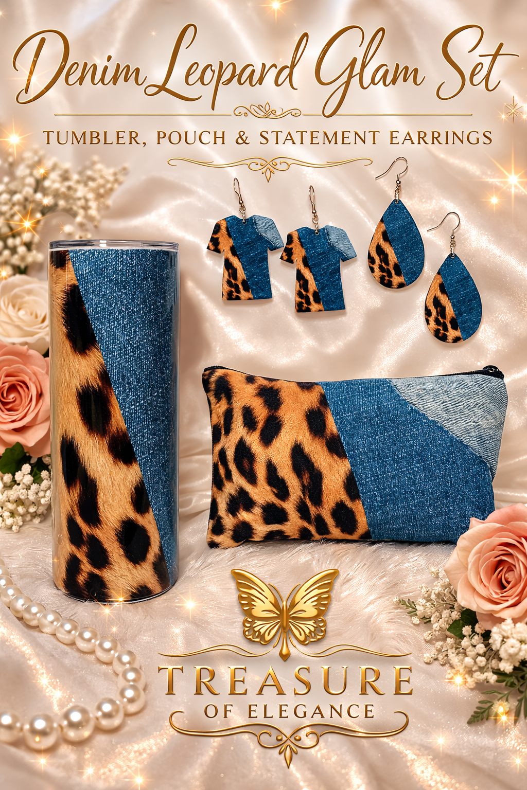 Denim Leopard Glam Set