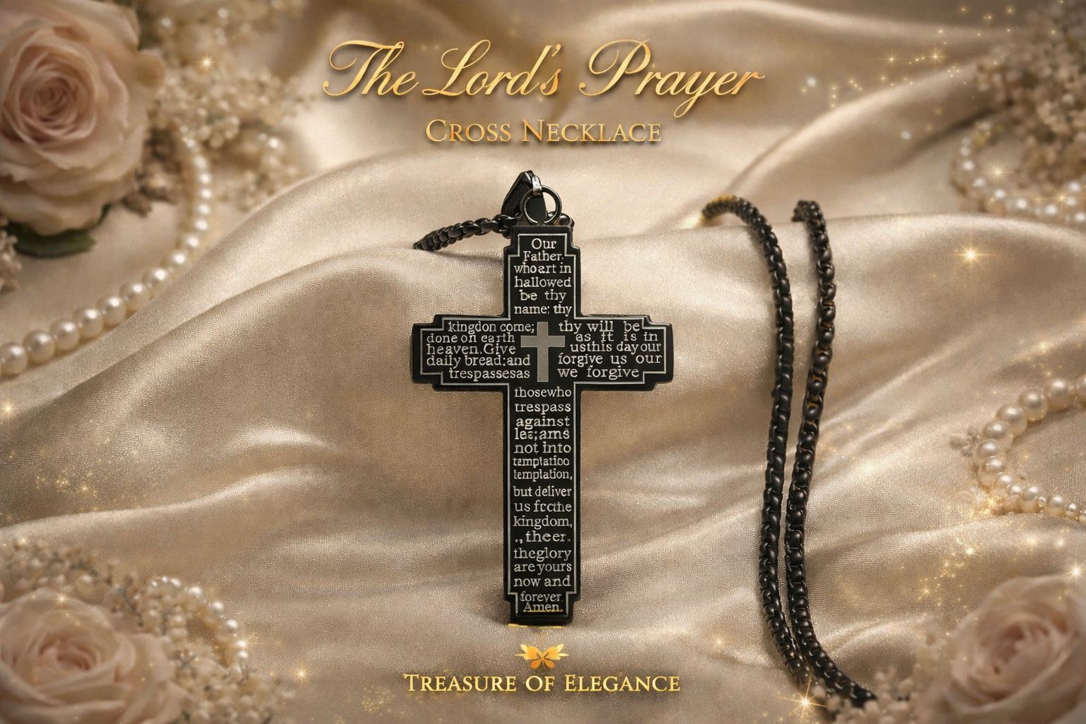 Lords Prayer Cross Pendant