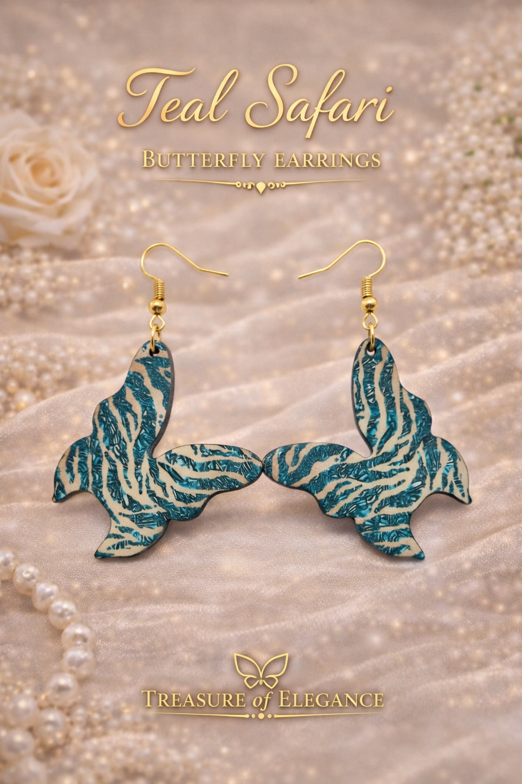 Teal Safari Butterfly Earrings