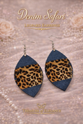 Denim Safari Leopard Earrings