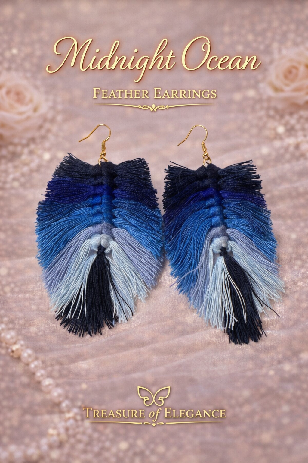 Midnight Ocean Feather Earrings