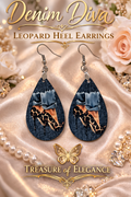 Denim Diva Leopard Heel Statement Earrings